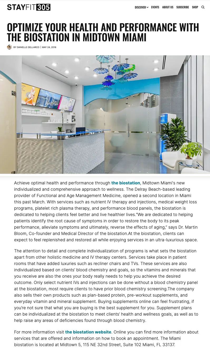 Optimize Your Health and Performance with the biostation in Midtown Miami | the biostation